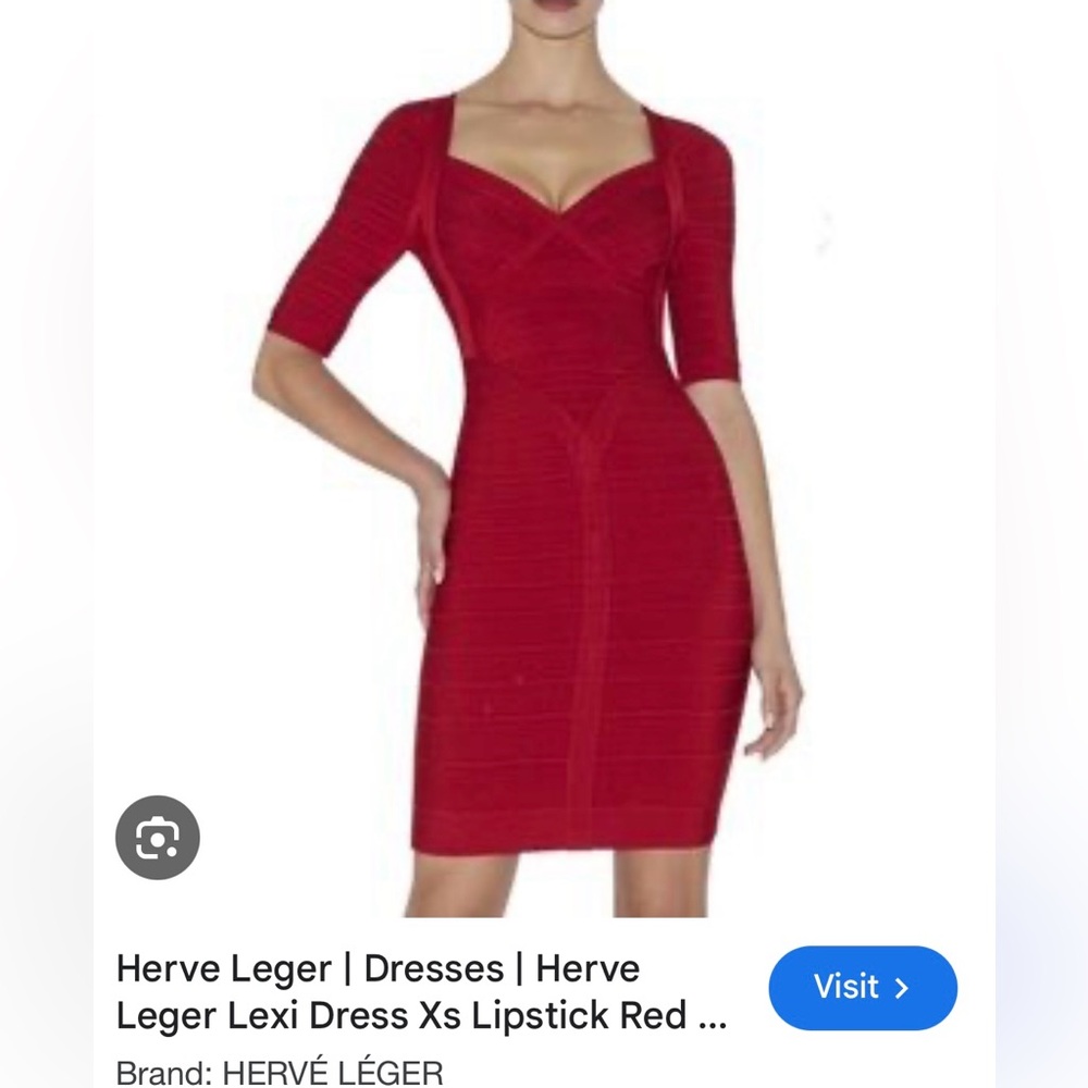 Herve Leger “Lexi” Red 3/4 Sleeve Bandage Dress (Size XS; Brand New) - Picture 11 of 15